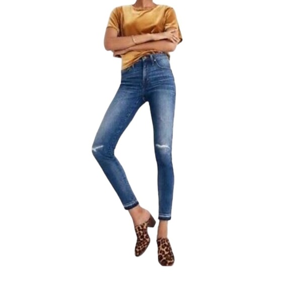 Madewell 9” High Rise Distressed Raw Hem Skinny Jeans - Picture 1 of 6